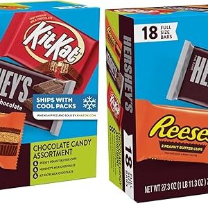 HERSHEY'S, KIT KAT and REESE'S Assorted Milk Chocolate, Full Size Easter Candy Bar Variety Box, 27.3 oz (18 Count) (Pack of 2)